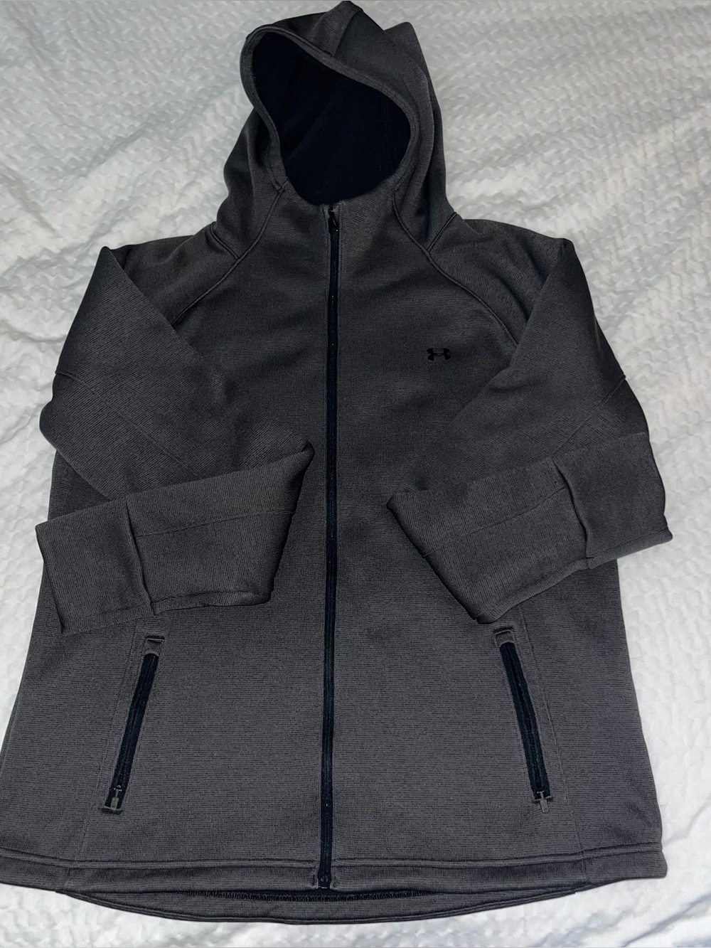 Under Armour Hoodie Womens XL Gray ColdGear Full Zip Fleece Jacket Top